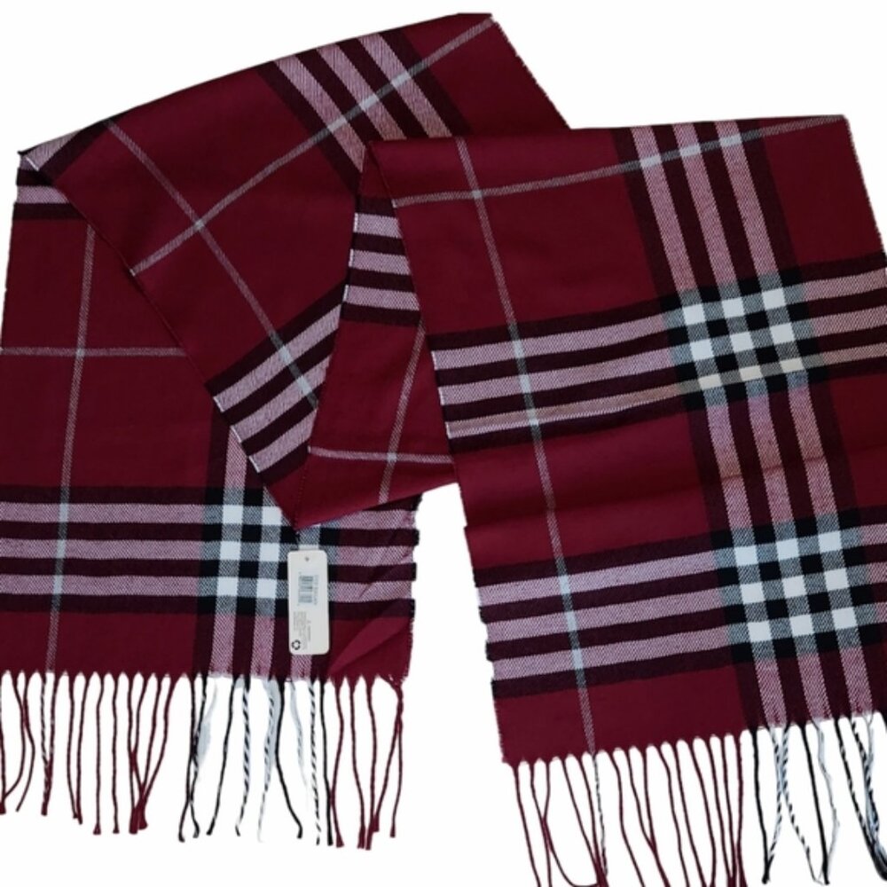 Scarf Womens Burgundy Neck Plaid Winter Scarf Tartan 100% Polyester